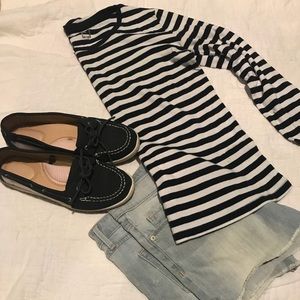 JCP Navy Blue and White striped long sleeve, Med